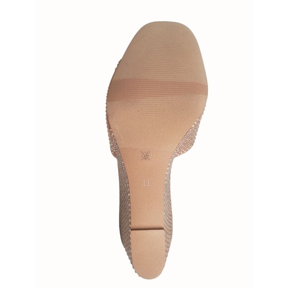 BCBGeneration Giani-2 Rhinestone Slip-On Wedge Sandal Tan-Clear Womens Size 11M - Picture 6 of 9